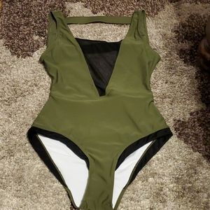New Olive green, black, and sheer swimsuit!